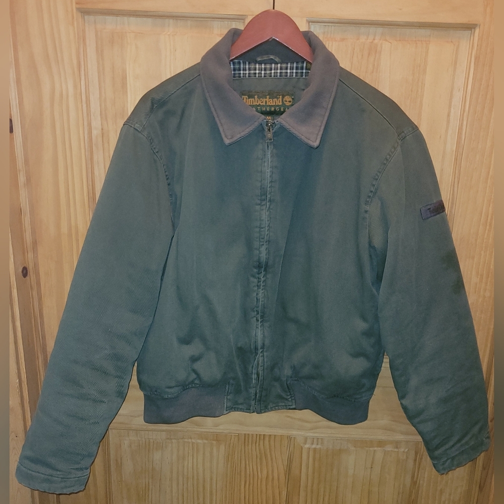 Women's Vintage Timberland Weathergear Green Jacket Inside Pocket Size Medium